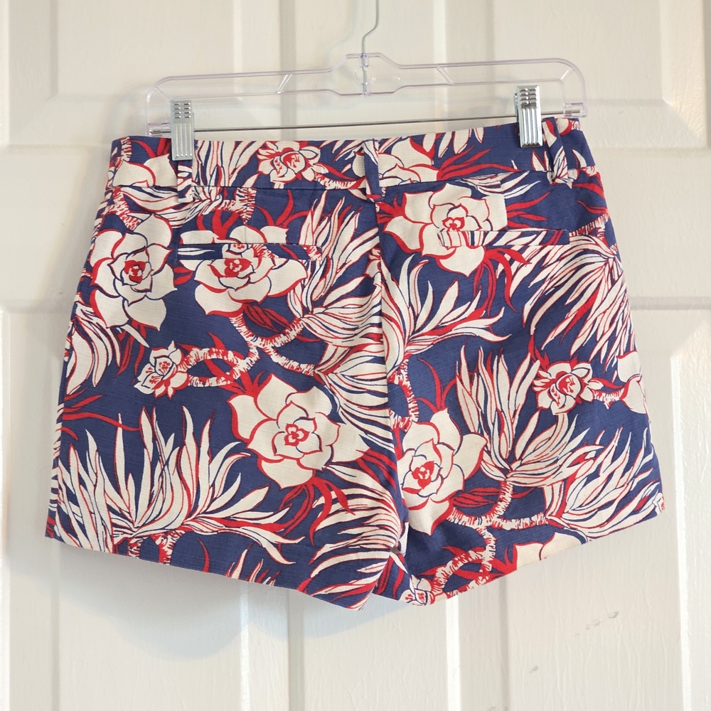 J. Crew Navy, Cream & Red Floral High-Rise Shorts